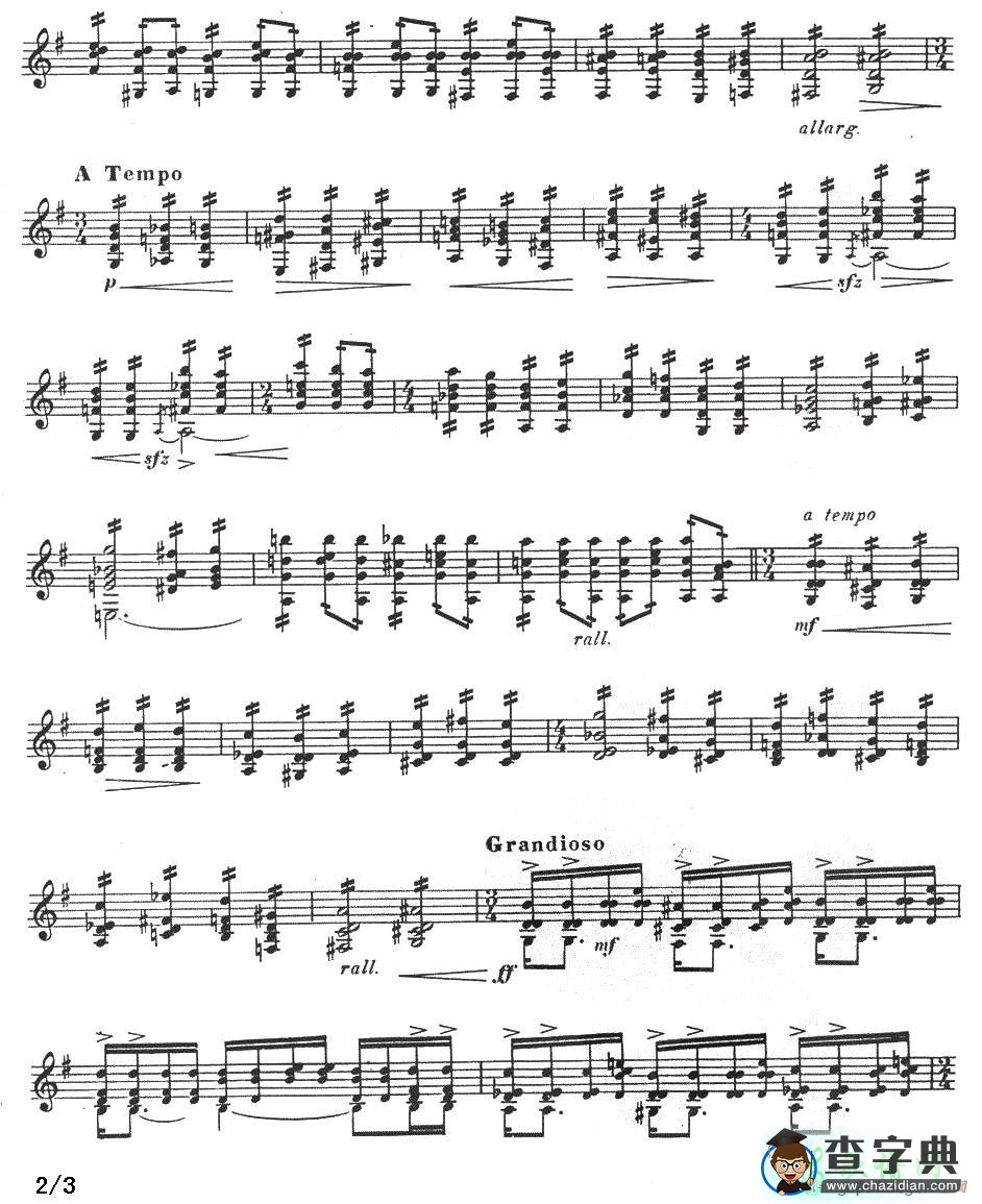 练习曲第四号吉他谱