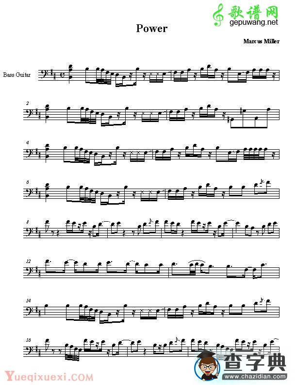 marcus miller power贝斯谱