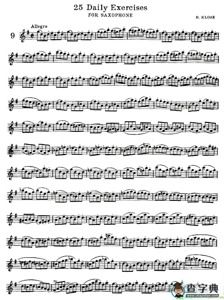 25 Daily Exercises 之9萨克斯谱(H·klose作曲)