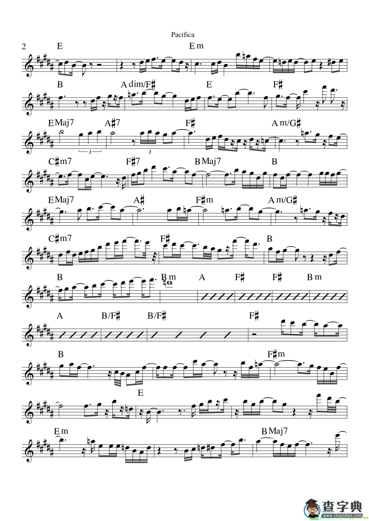 Pacifica（次中音萨克斯）萨克斯谱