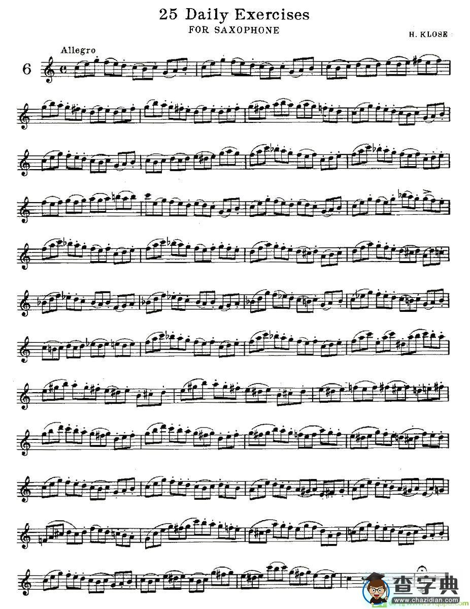 25 Daily Exercises 之6萨克斯谱(H·klose作曲)