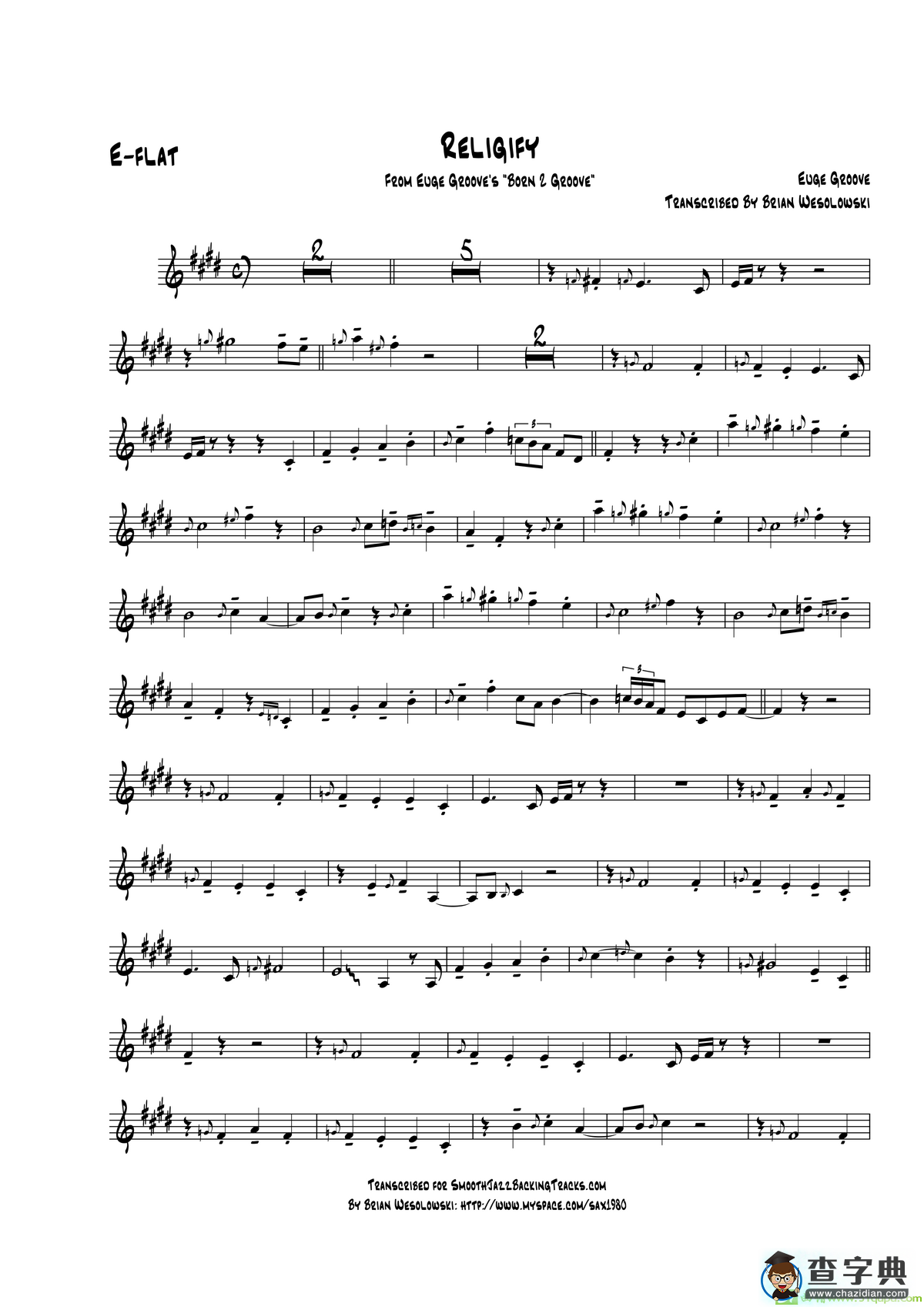 Religify（中音萨克斯）萨克斯谱