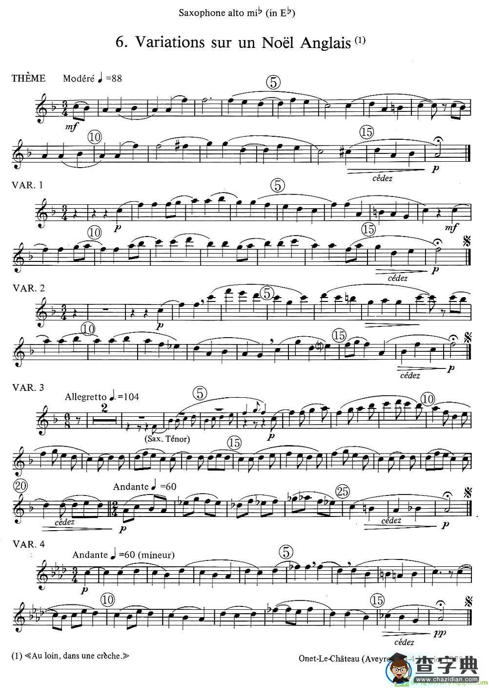 jean Bouvard 编写的6首萨克斯四重奏萨克斯谱(jean作曲)