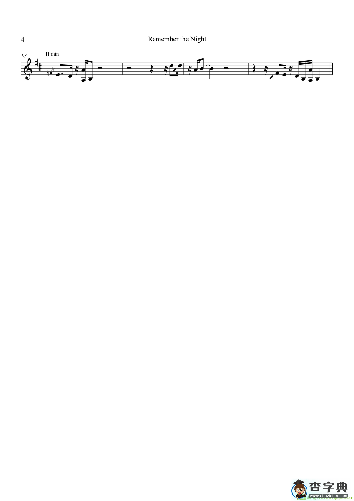 RememberTheNigh（中音萨克斯）萨克斯谱