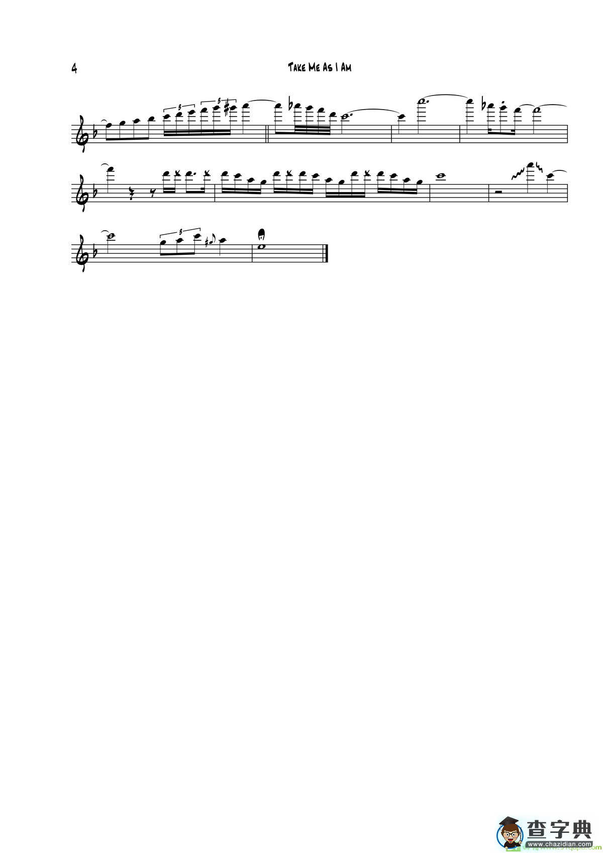 TakeMeAsIAm（次中音萨克斯）萨克斯谱