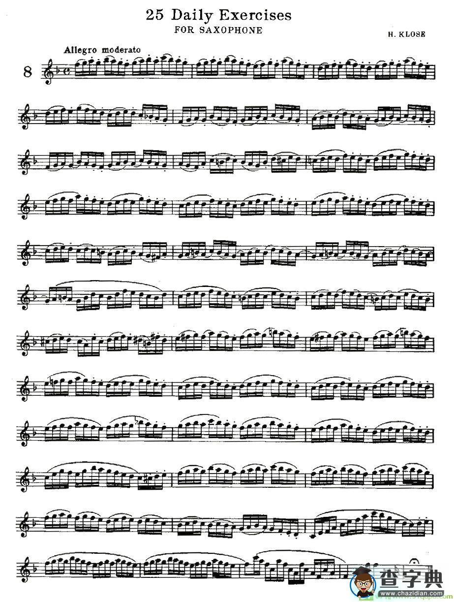 25 Daily Exercises 之8萨克斯谱(H·klose作曲)