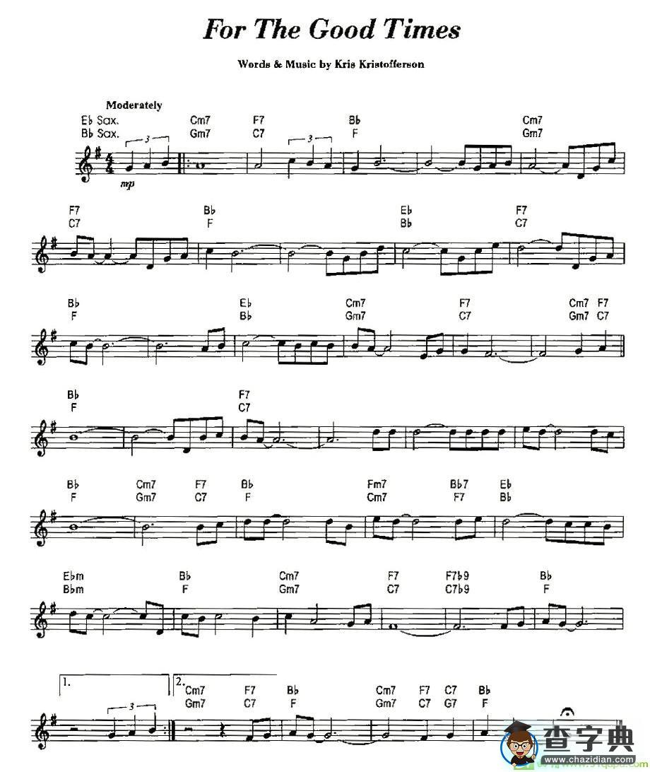 For The Good Times萨克斯谱