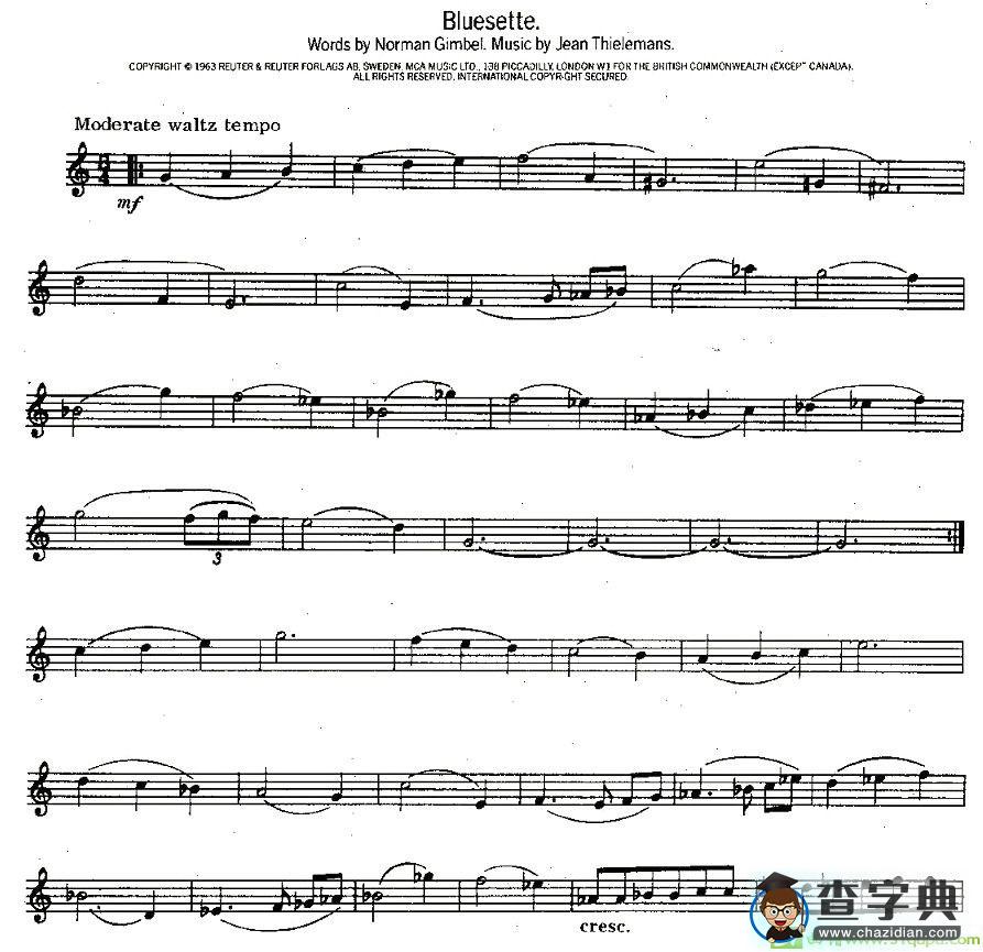 Bluesette萨克斯谱