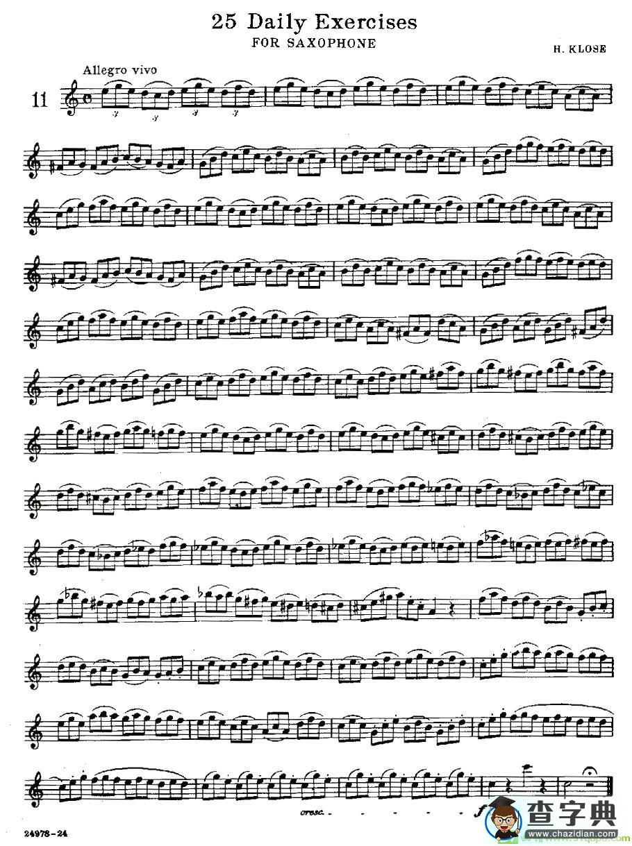 25 Daily Exercises 之11萨克斯谱(H·klose作曲)