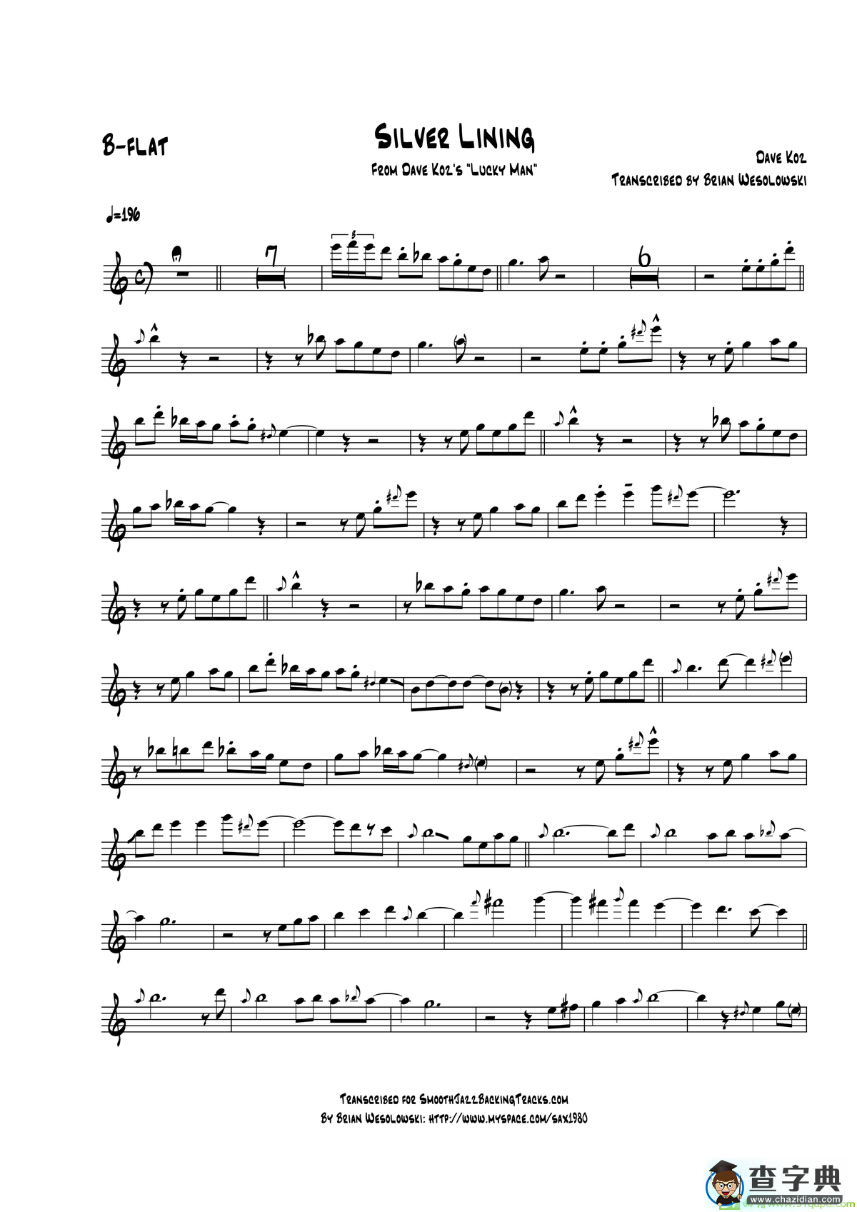 SilverLining（次中音萨克斯）萨克斯谱