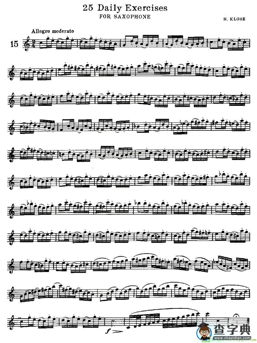 25 Daily Exercises 之15萨克斯谱(H·klose作曲)