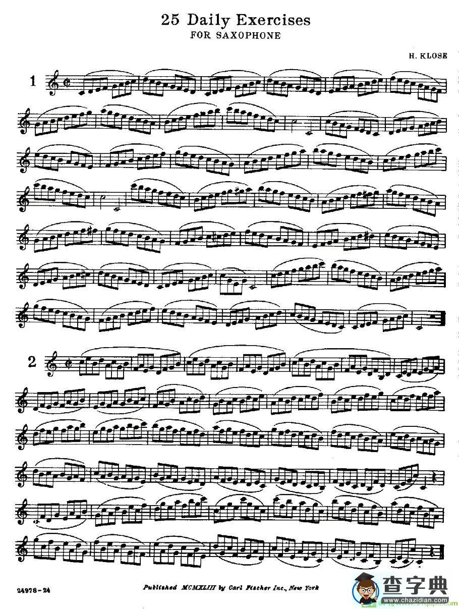 25 Daily Exercises 之1、2萨克斯谱(H·klose作曲)