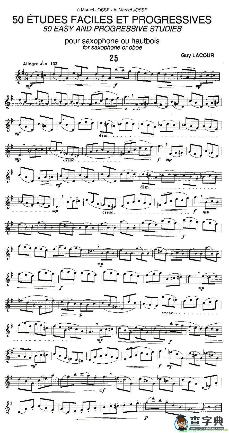 Guy Lacour 50 首萨克斯练习曲之25萨克斯谱(Guy作曲)