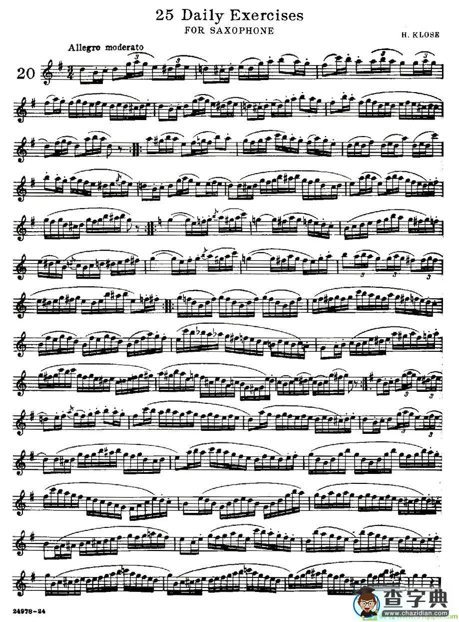 25 Daily Exercises 之20萨克斯谱(H·klose作曲)