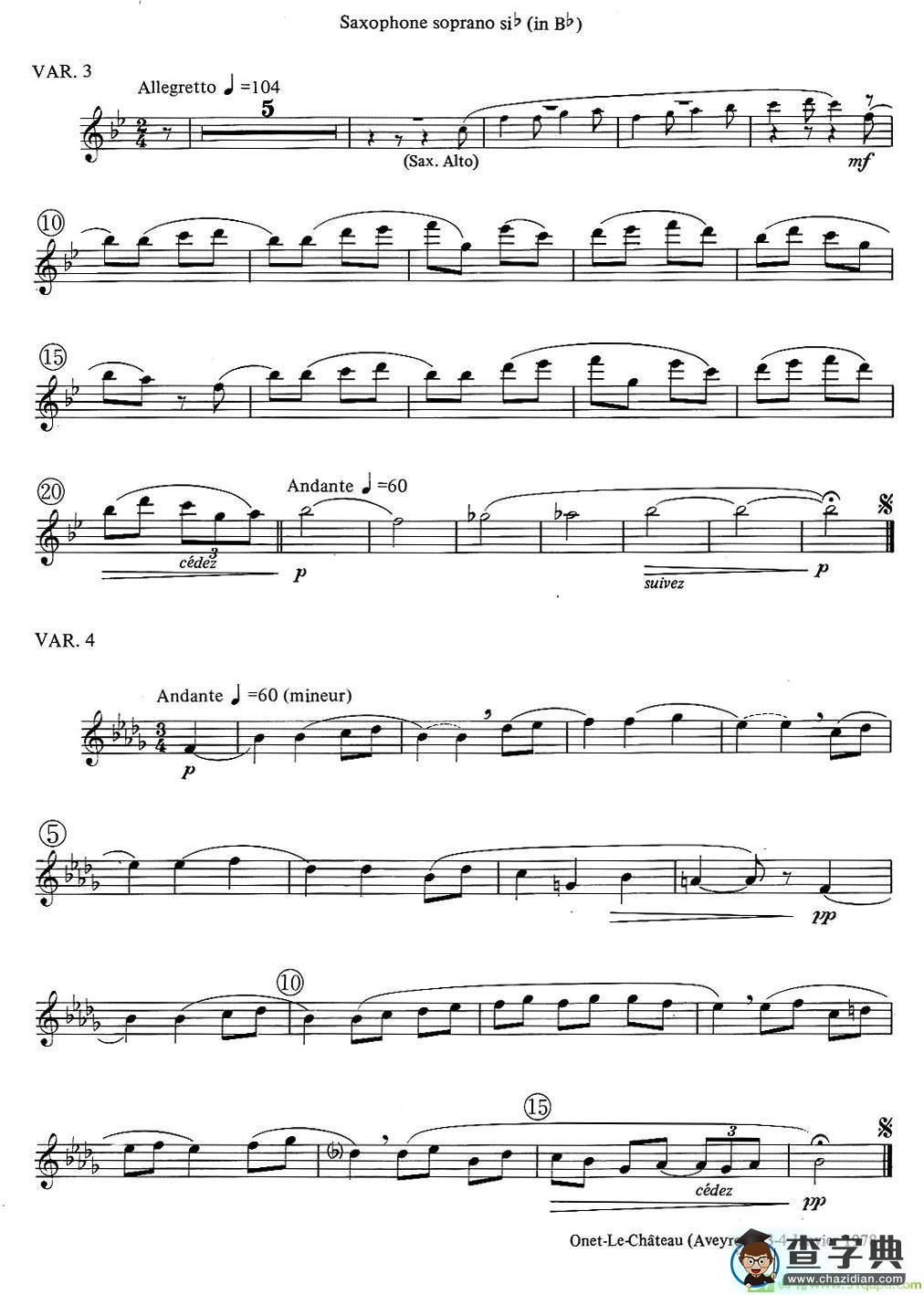 jean Bouvard 编写的6首萨克斯四重奏萨克斯谱(jean作曲)