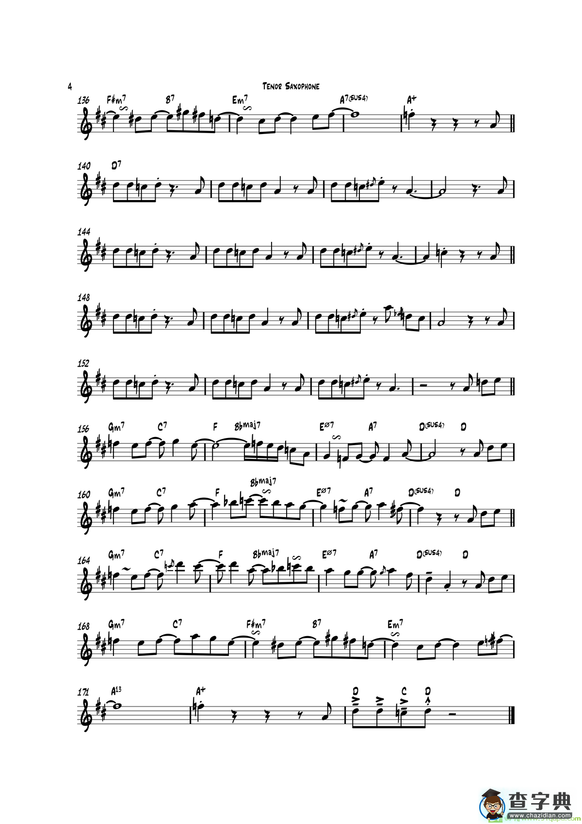 Sax-o-Loco（次中音萨克斯）萨克斯谱