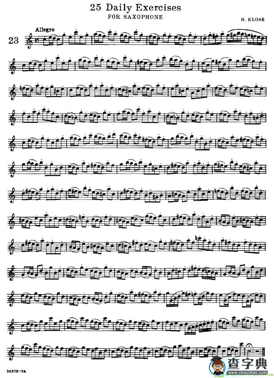 25 Daily Exercises 之23萨克斯谱(H·klose作曲)