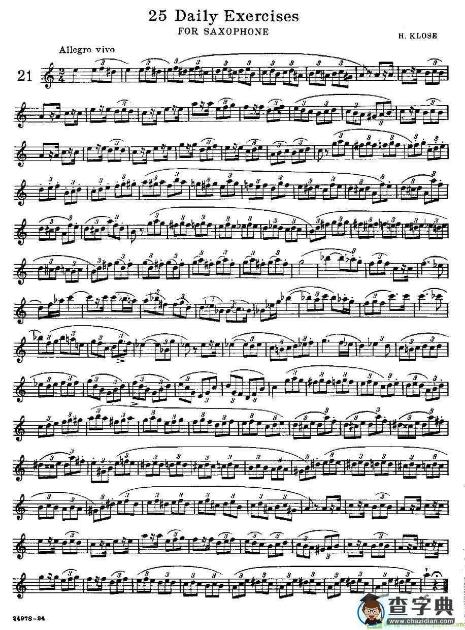 25 Daily Exercises 之21萨克斯谱(H·klose作曲)