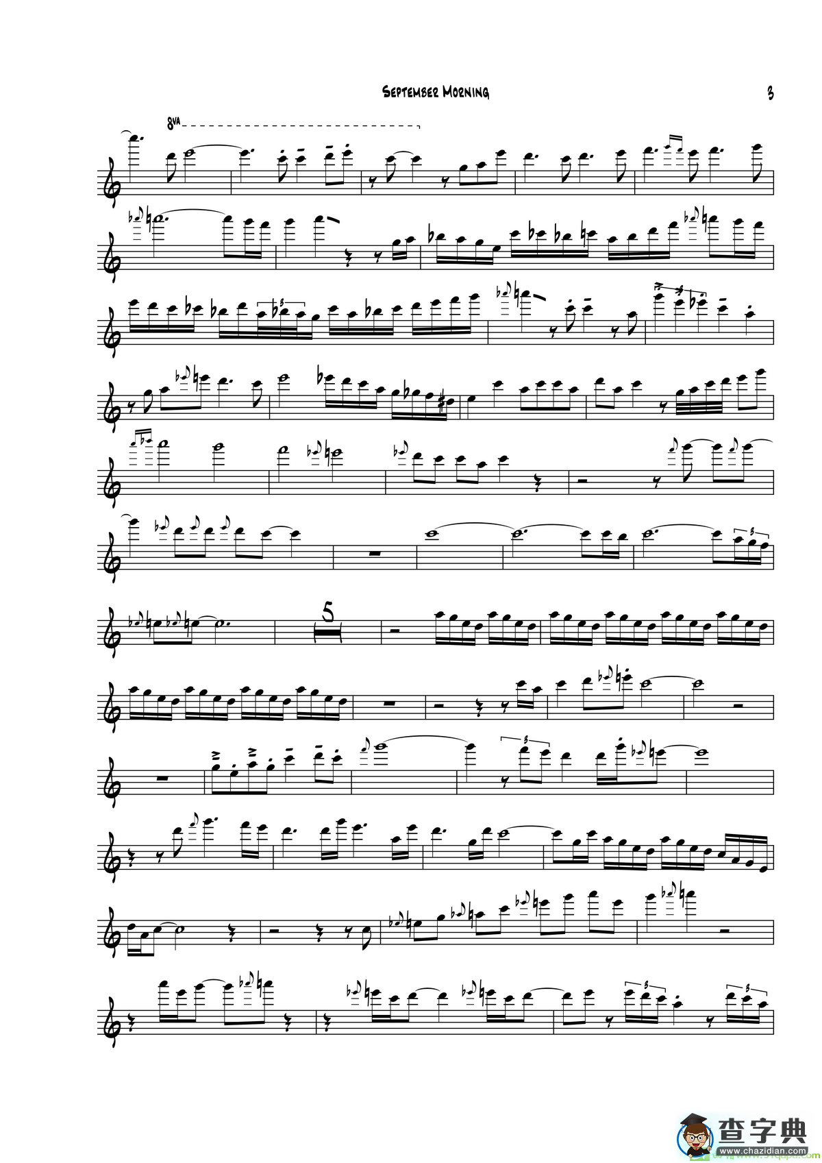 SeptemberMorning（次中音萨克斯）萨克斯谱