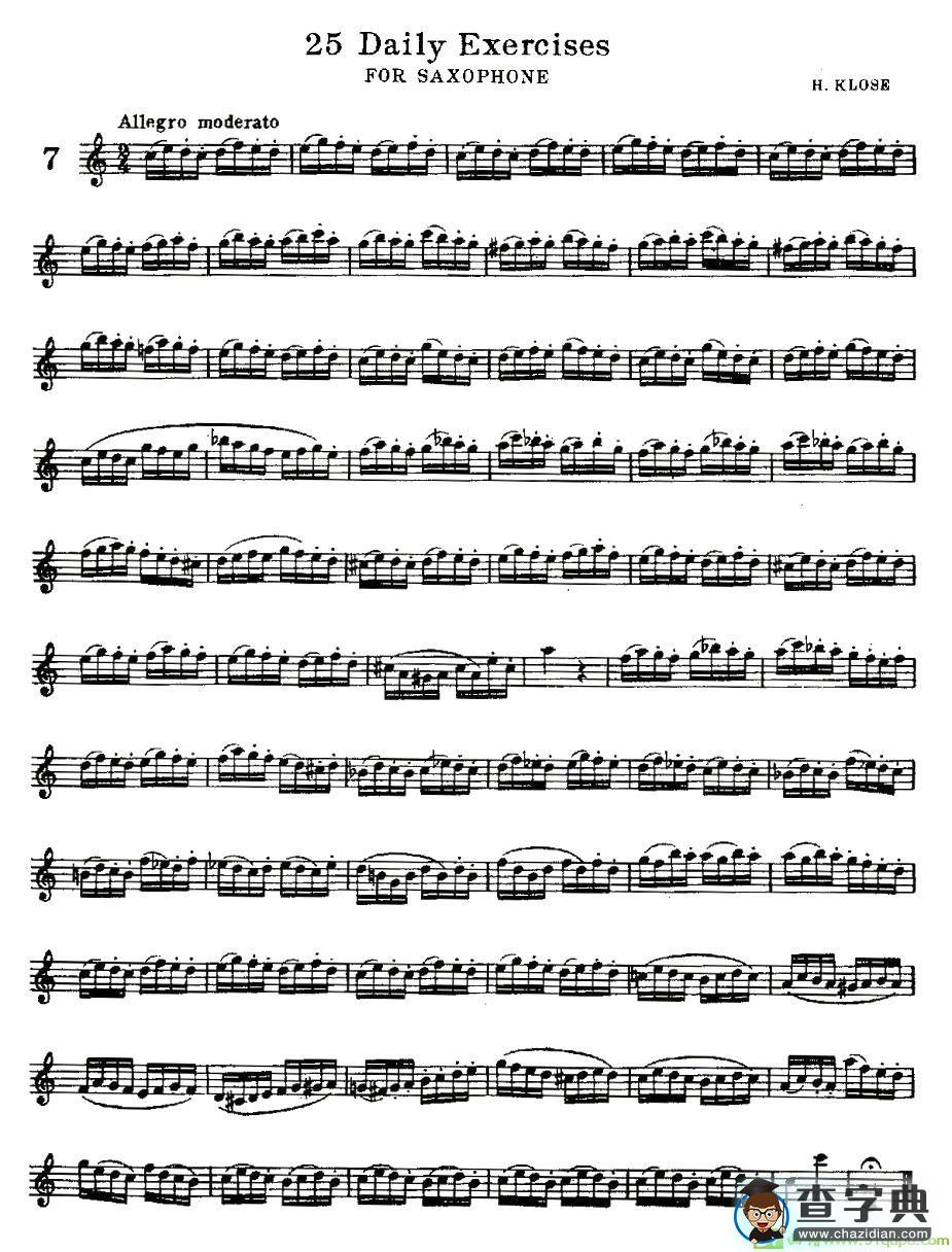 25 Daily Exercises 之7萨克斯谱(H·klose作曲)