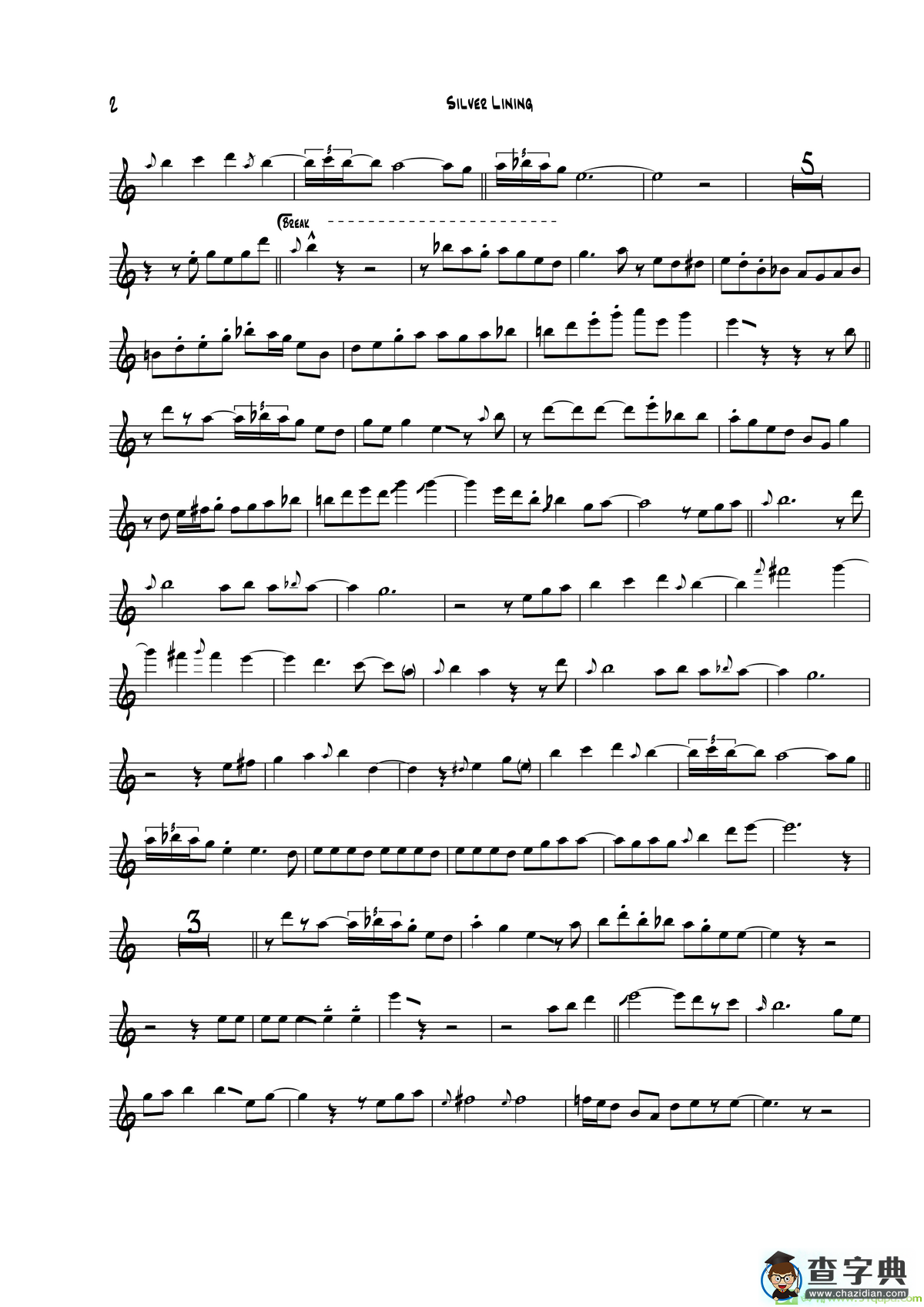 SilverLining（次中音萨克斯）萨克斯谱