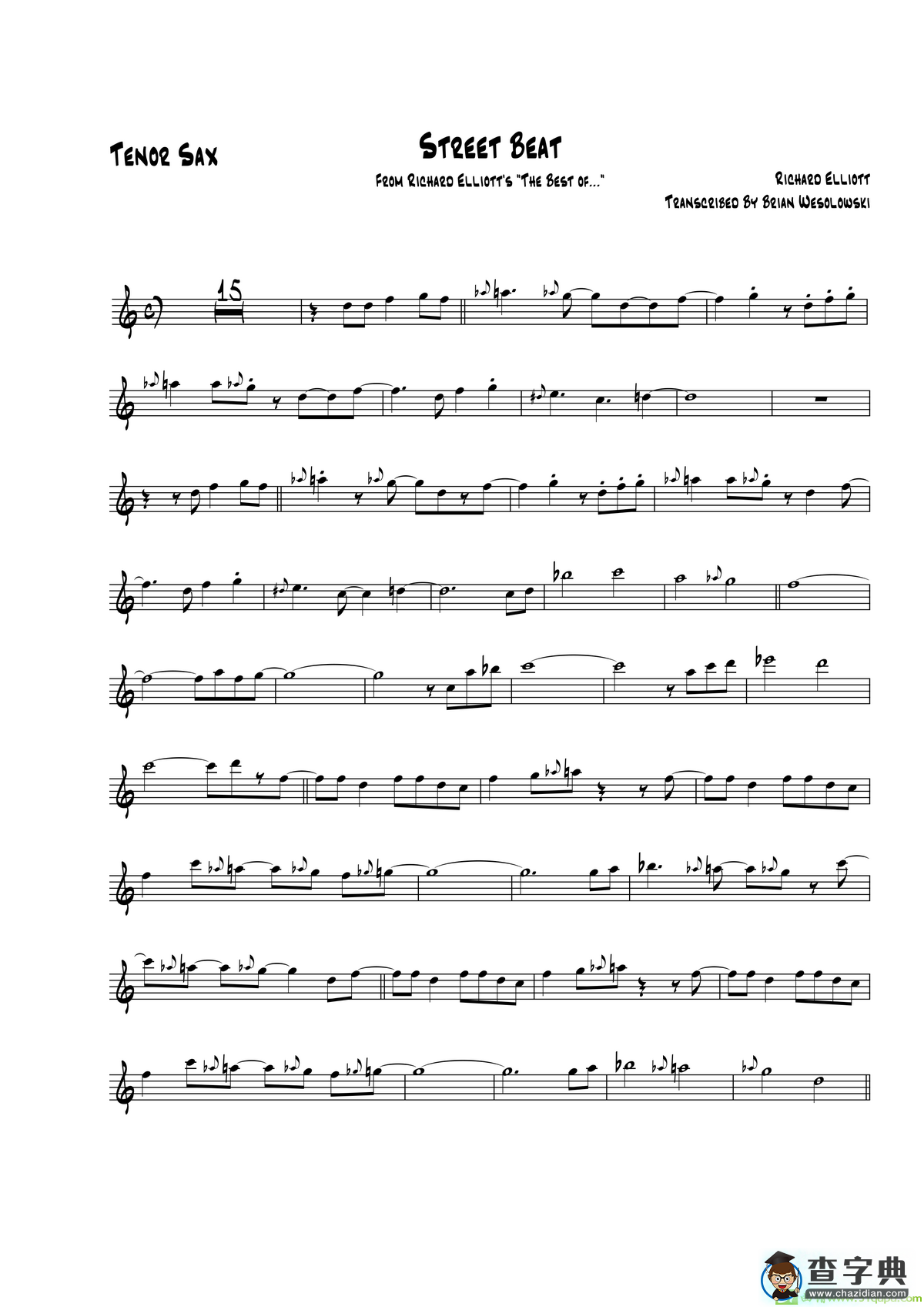 StreetBeat（次中音萨克斯）萨克斯谱