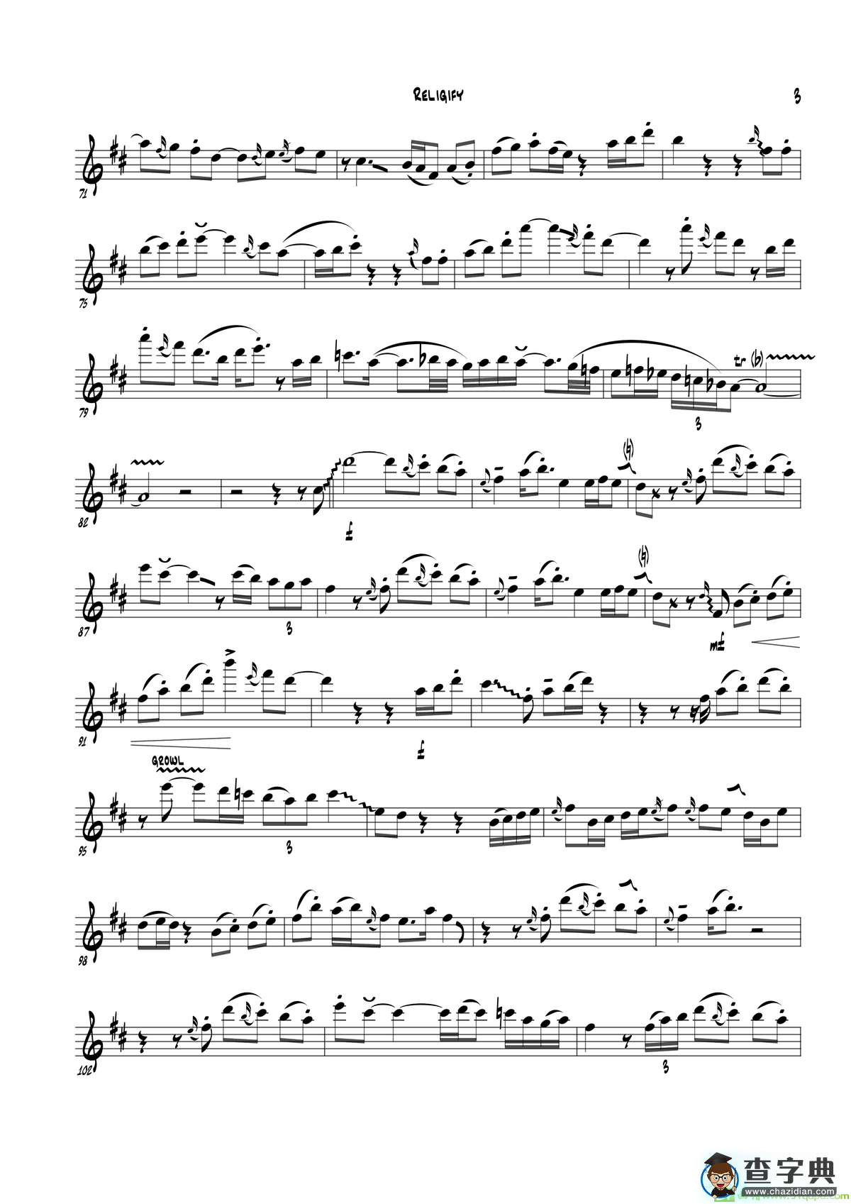Religify（次中音萨克斯）萨克斯谱