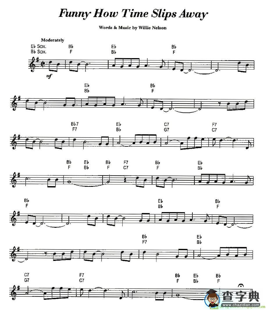 Funny How Time Slips Away萨克斯谱