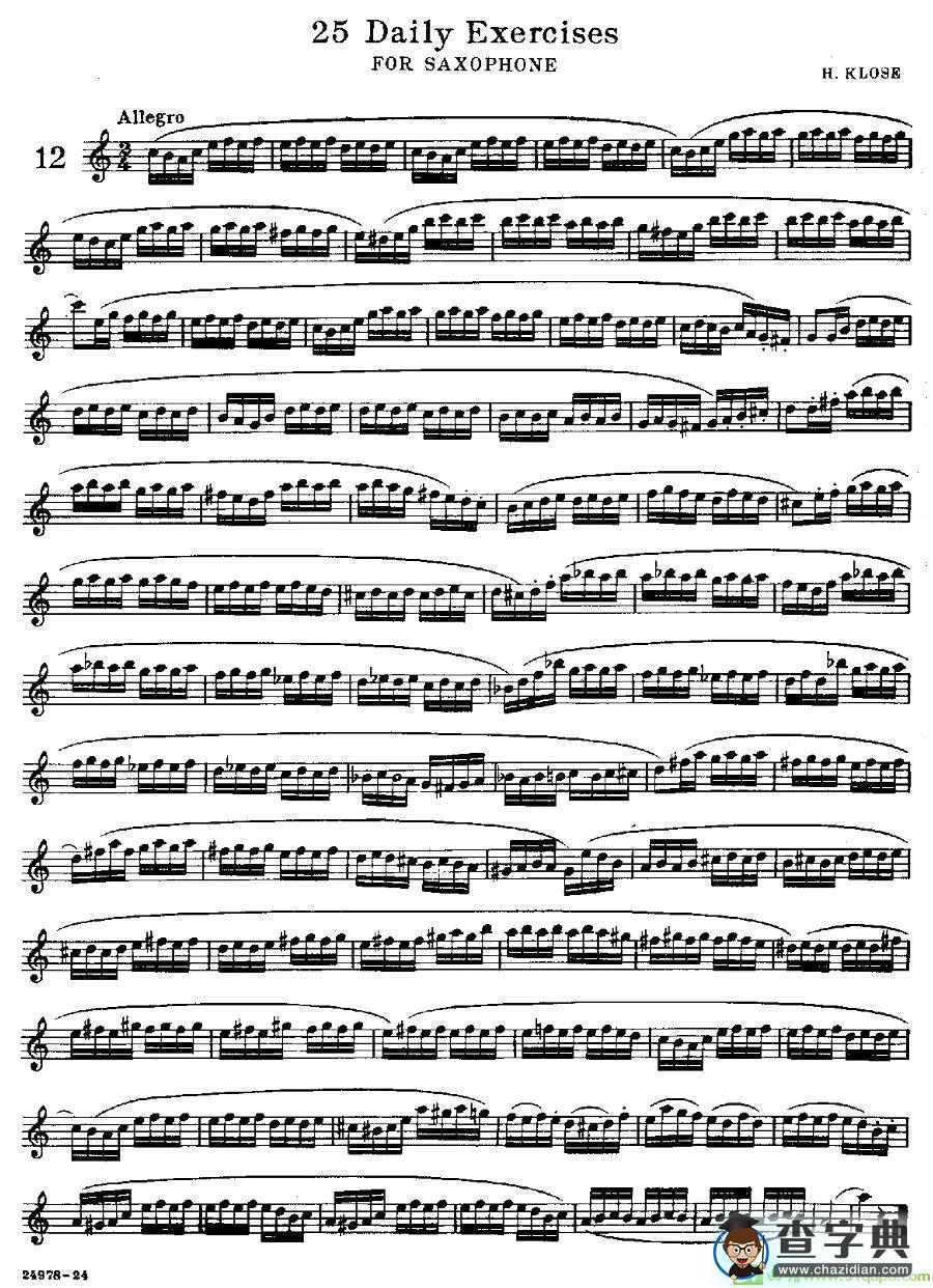 25 Daily Exercises 之12萨克斯谱(H·klose作曲)