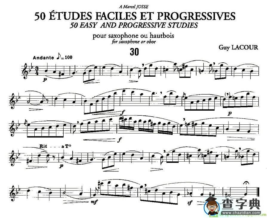 Guy Lacour 50 首萨克斯练习曲之30萨克斯谱(Guy作曲)