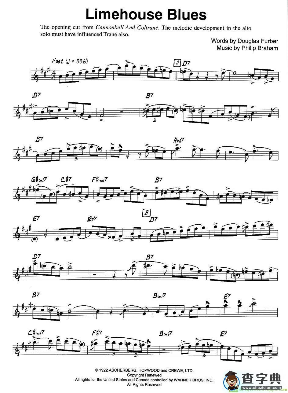 Limehouse Blues萨克斯谱