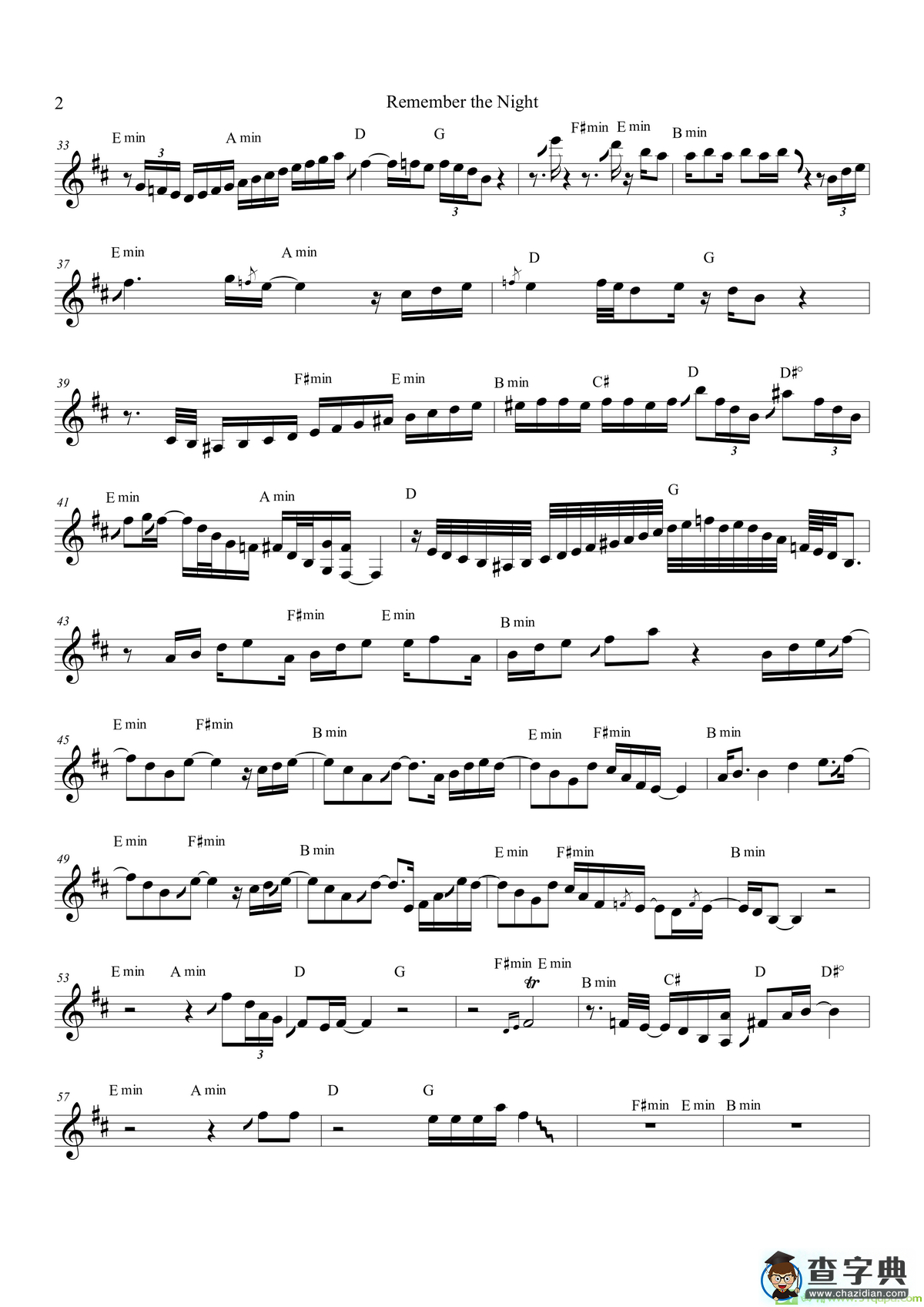 RememberTheNigh（中音萨克斯）萨克斯谱