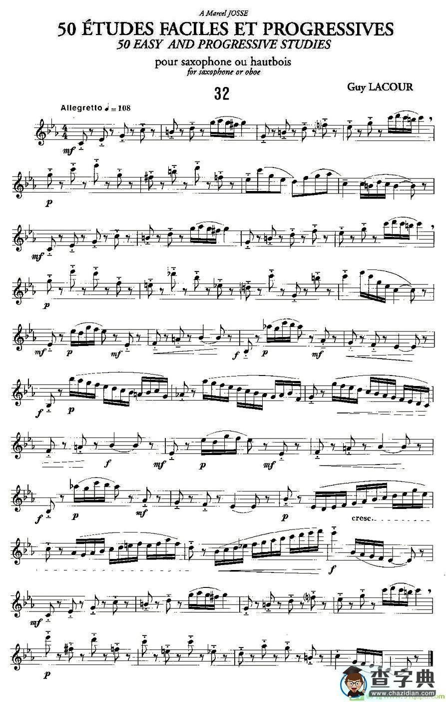 Guy Lacour 50 首萨克斯练习曲之32萨克斯谱(Guy作曲)