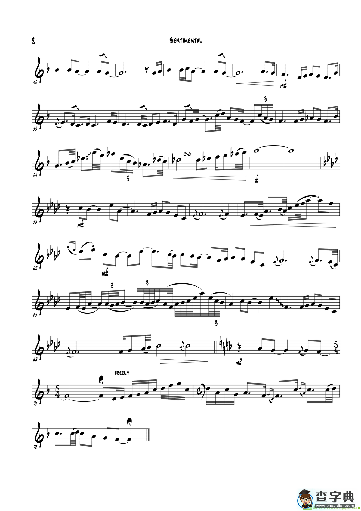 Sentimental（EbPart）萨克斯谱