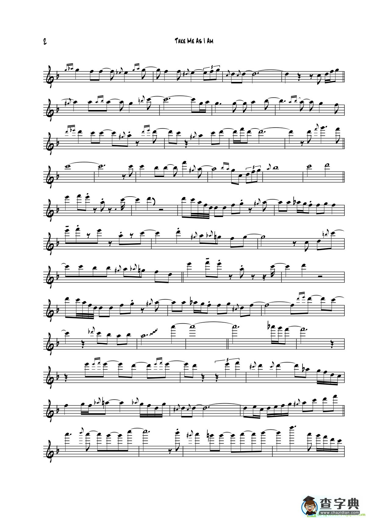 TakeMeAsIAm（次中音萨克斯）萨克斯谱