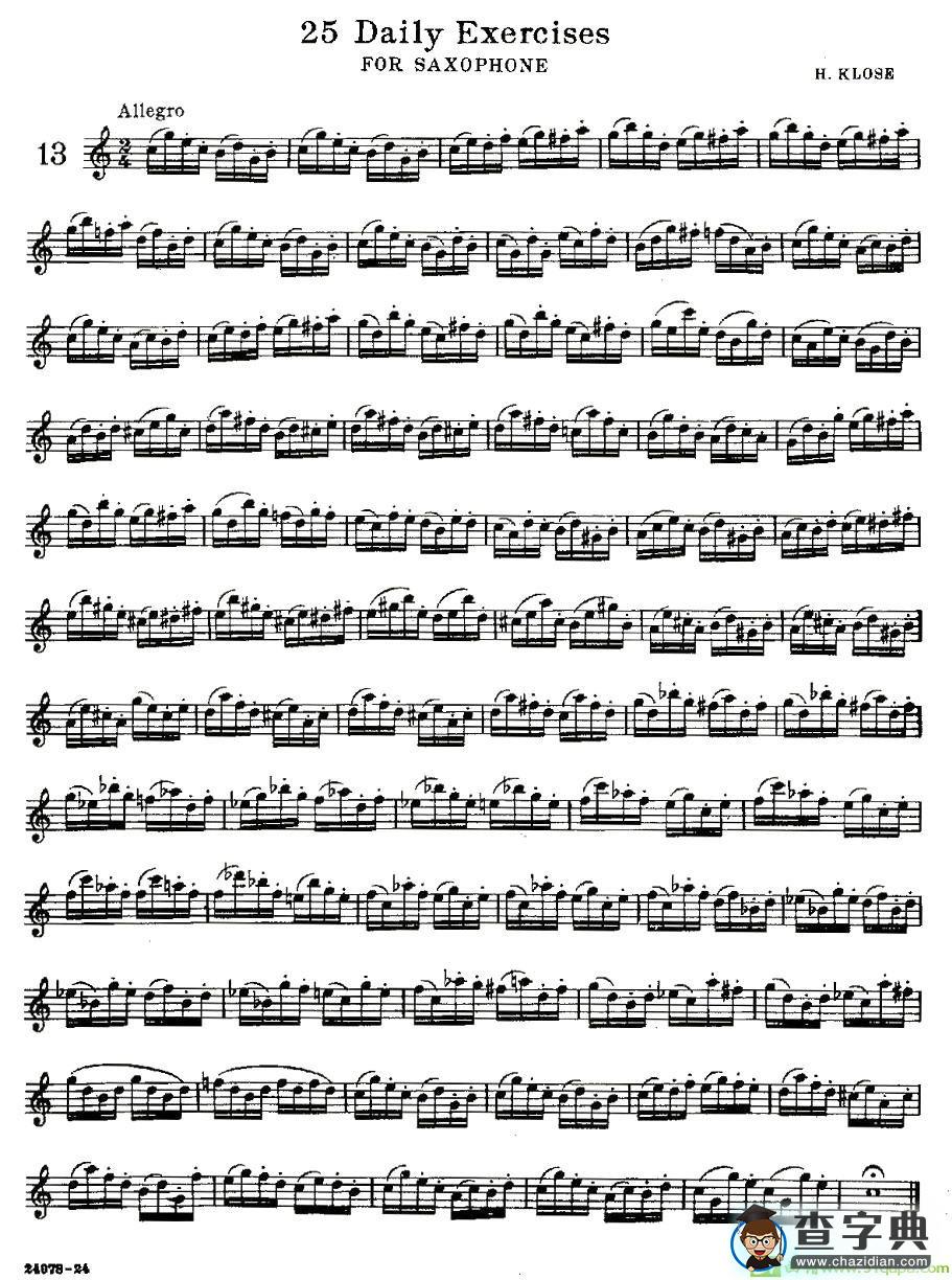 25 Daily Exercises 之13萨克斯谱(H·klose作曲)
