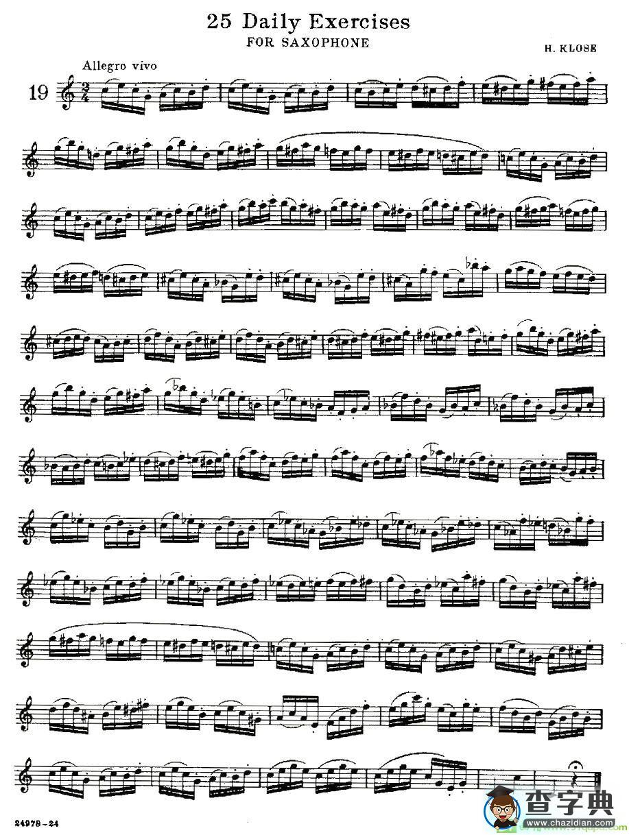 25 Daily Exercises 之19萨克斯谱(H·klose作曲)