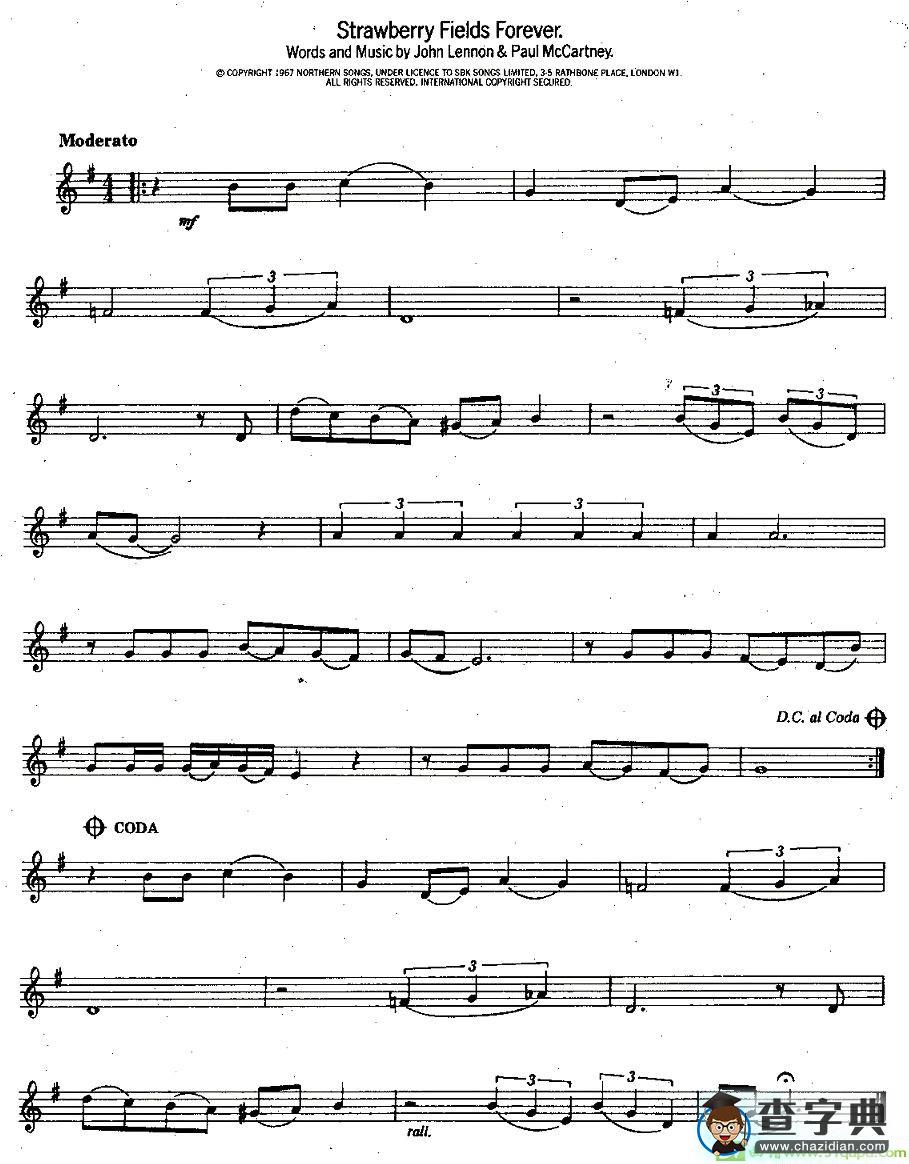 Strawberry Fields Forevre萨克斯谱