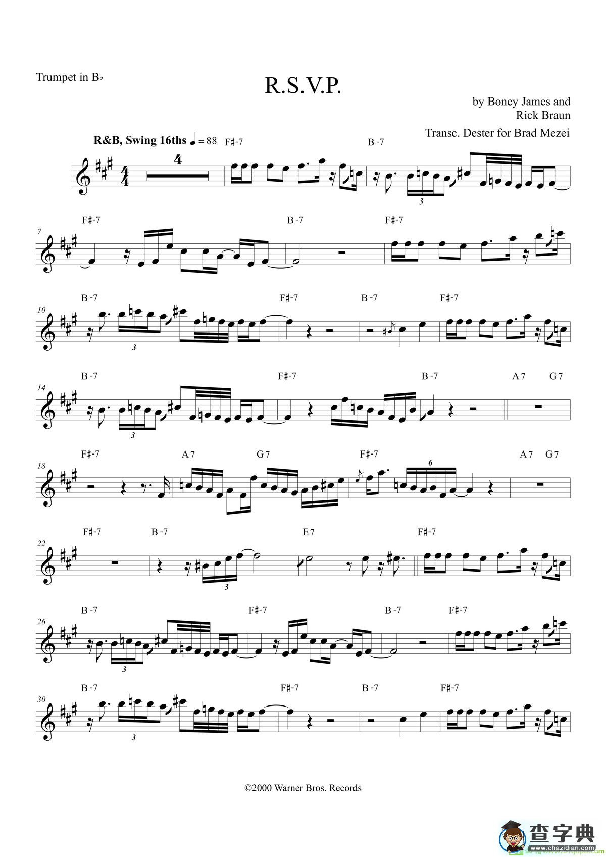 R.S.V.P（TrumpetBb）萨克斯谱