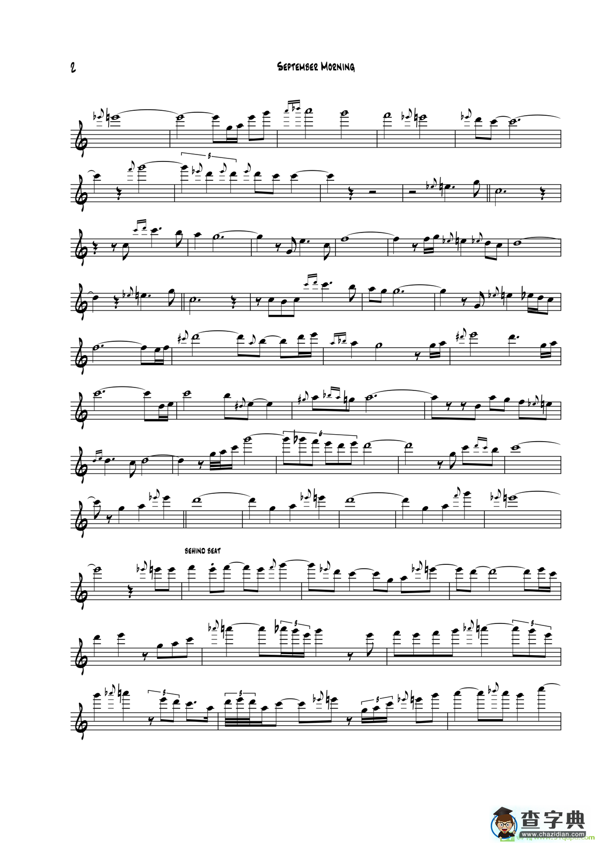 SeptemberMorning（次中音萨克斯）萨克斯谱