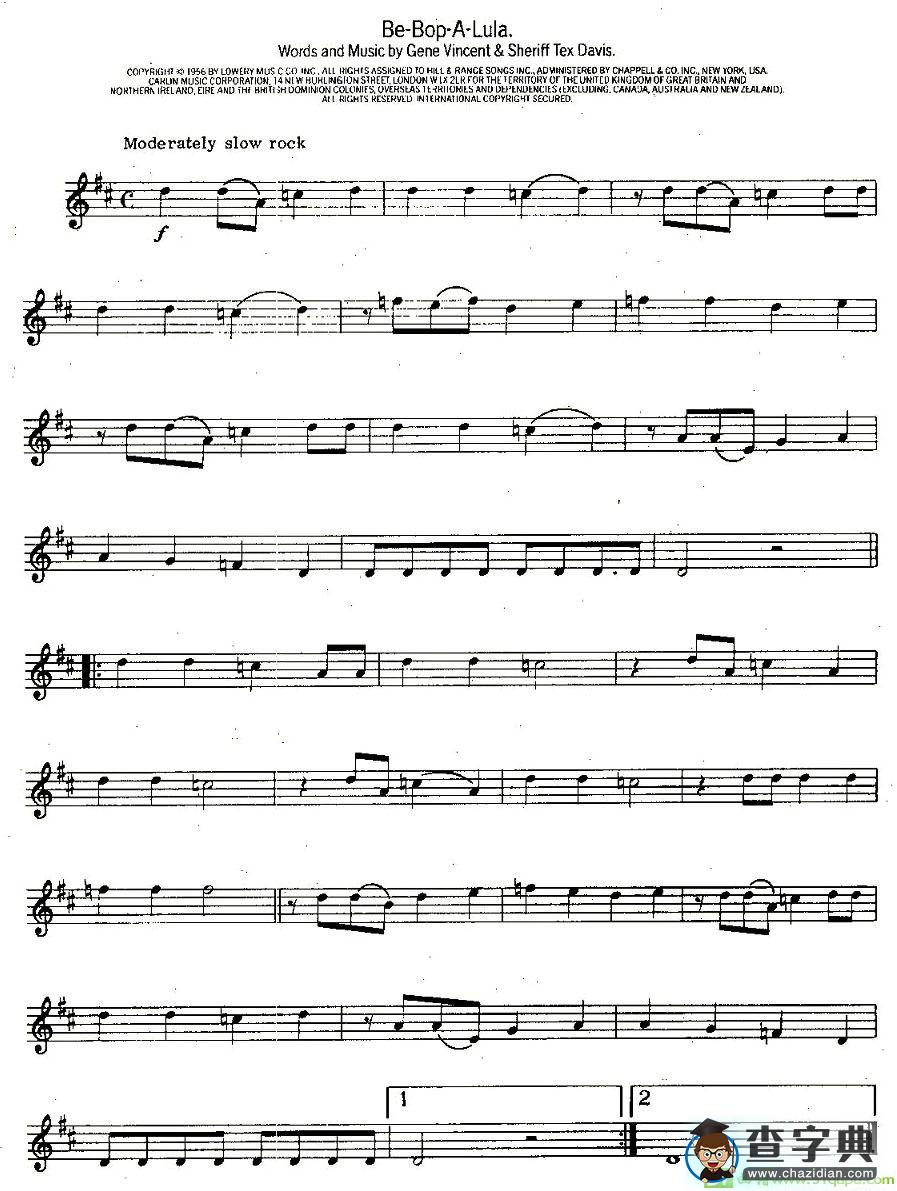 Be-Bop-A-Lula萨克斯谱
