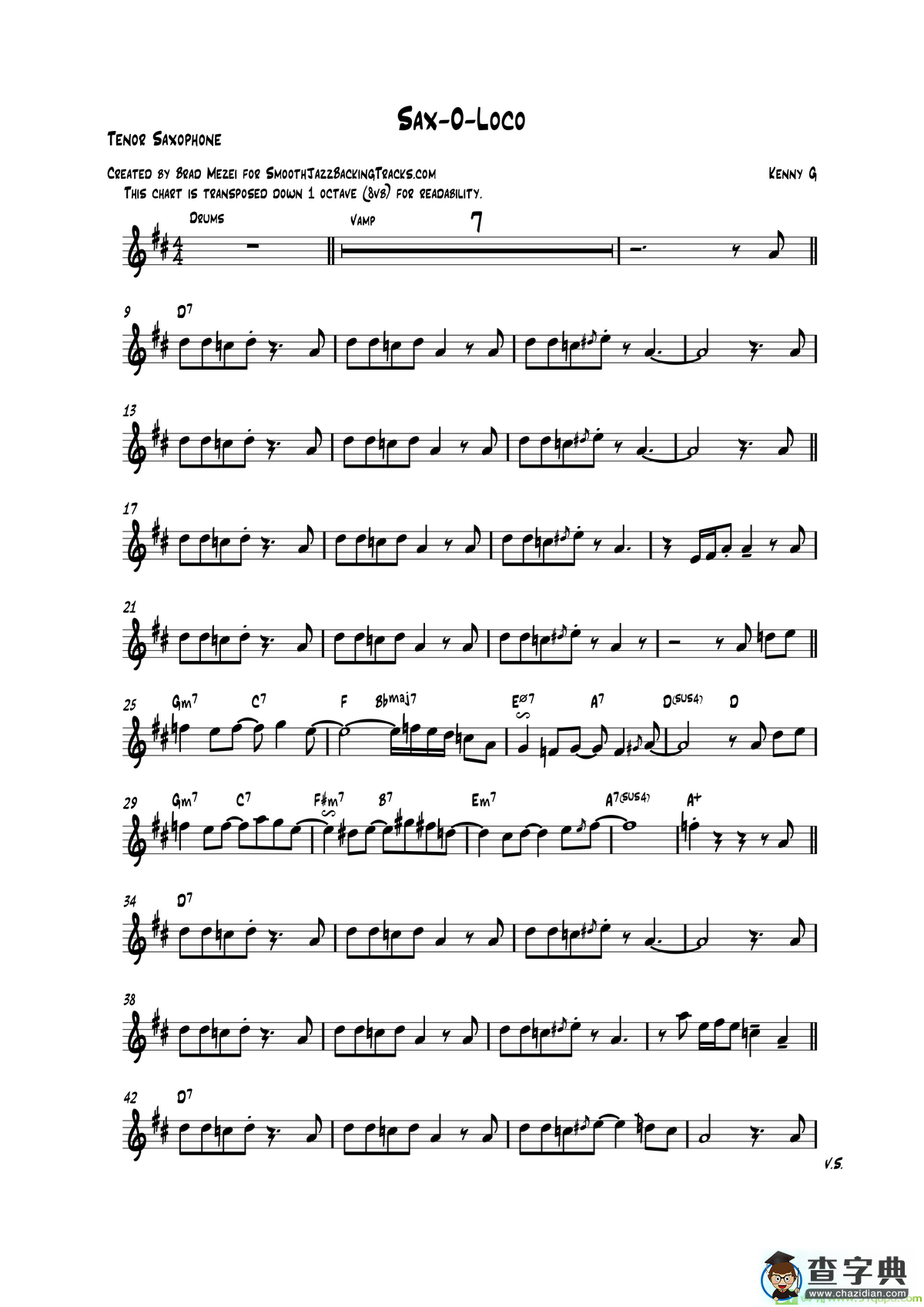 Sax-o-Loco（次中音萨克斯）萨克斯谱