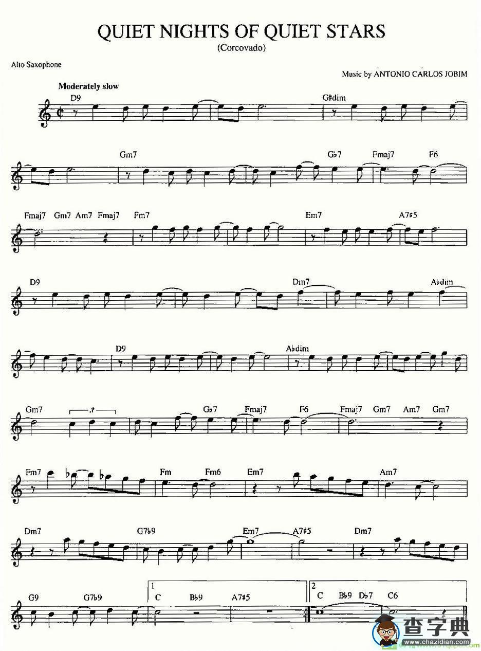 QUIET NIGHTS OF QUIET STARS萨克斯谱