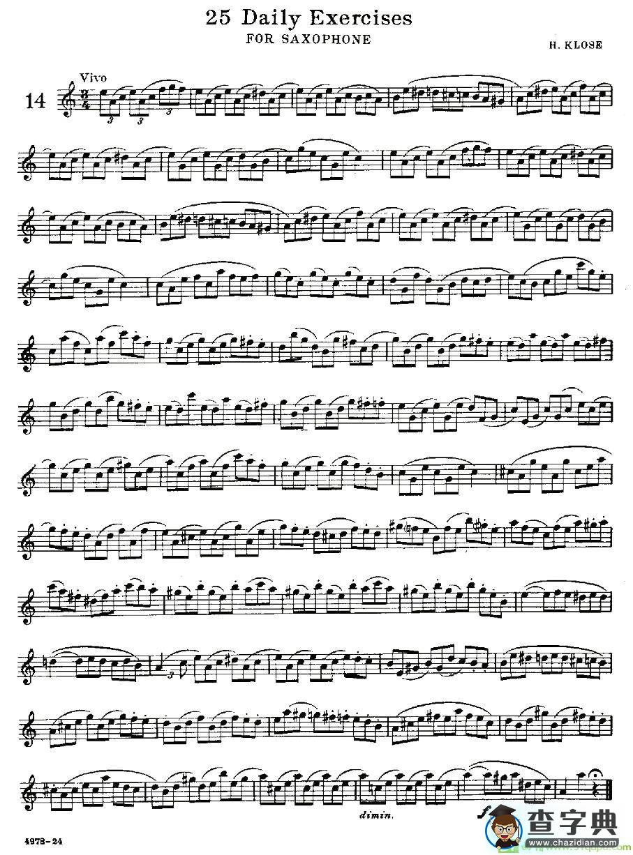 25 Daily Exercises 之14萨克斯谱(H·klose作曲)