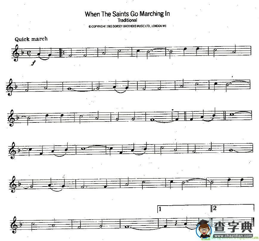 When The Saints Go Marching In萨克斯谱
