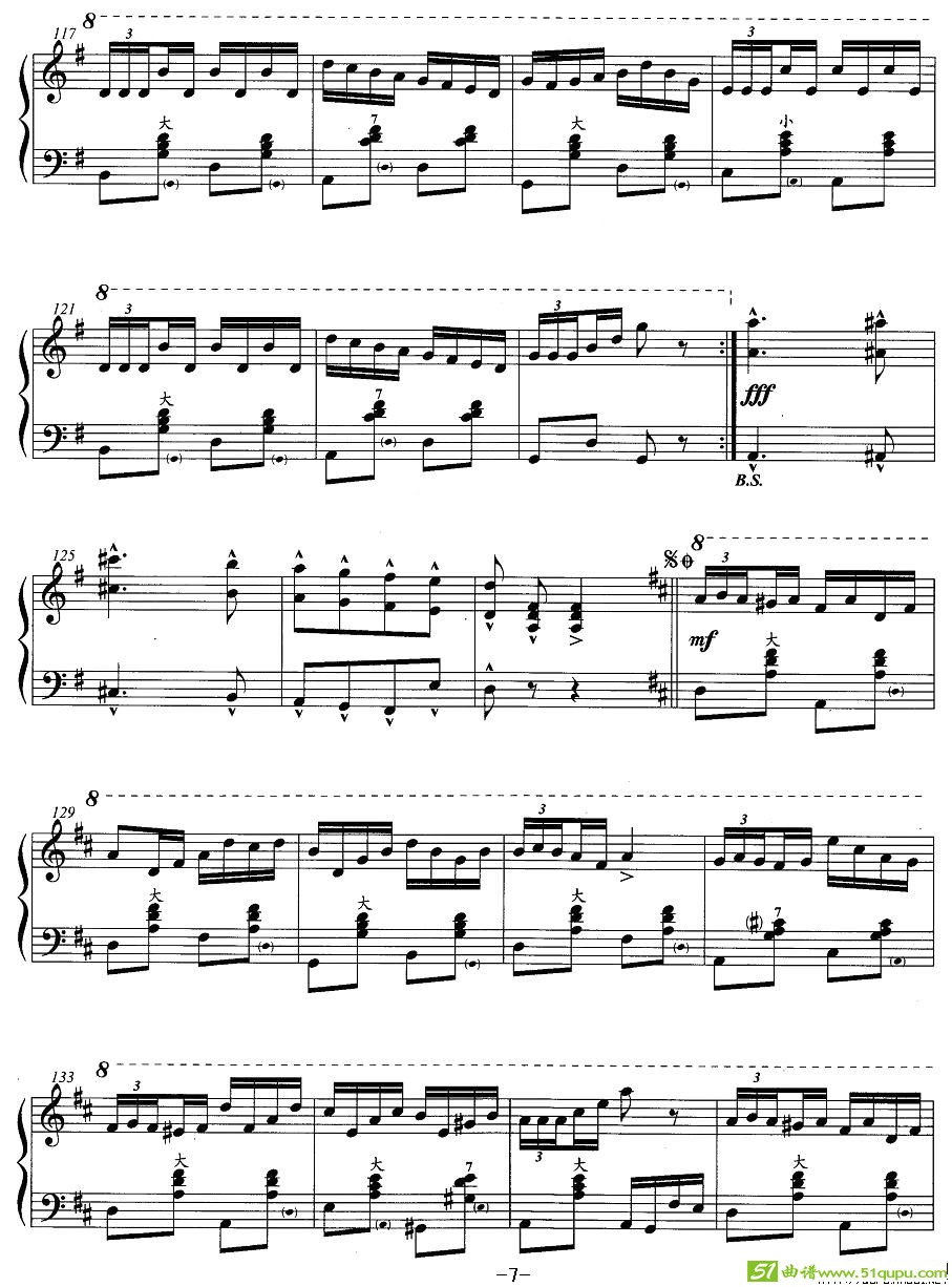 手风琴考级第六级：4、乐曲手风琴谱