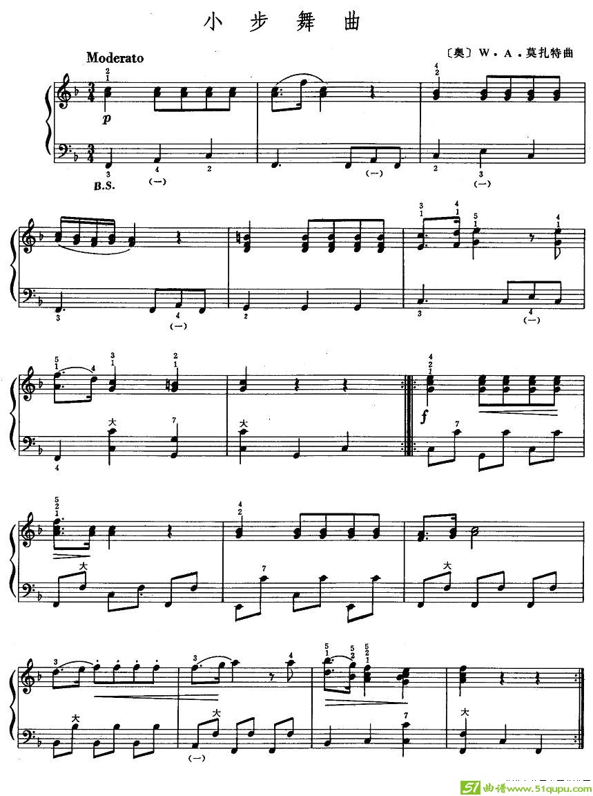 小步舞曲手风琴谱([奥]莫扎特作曲)