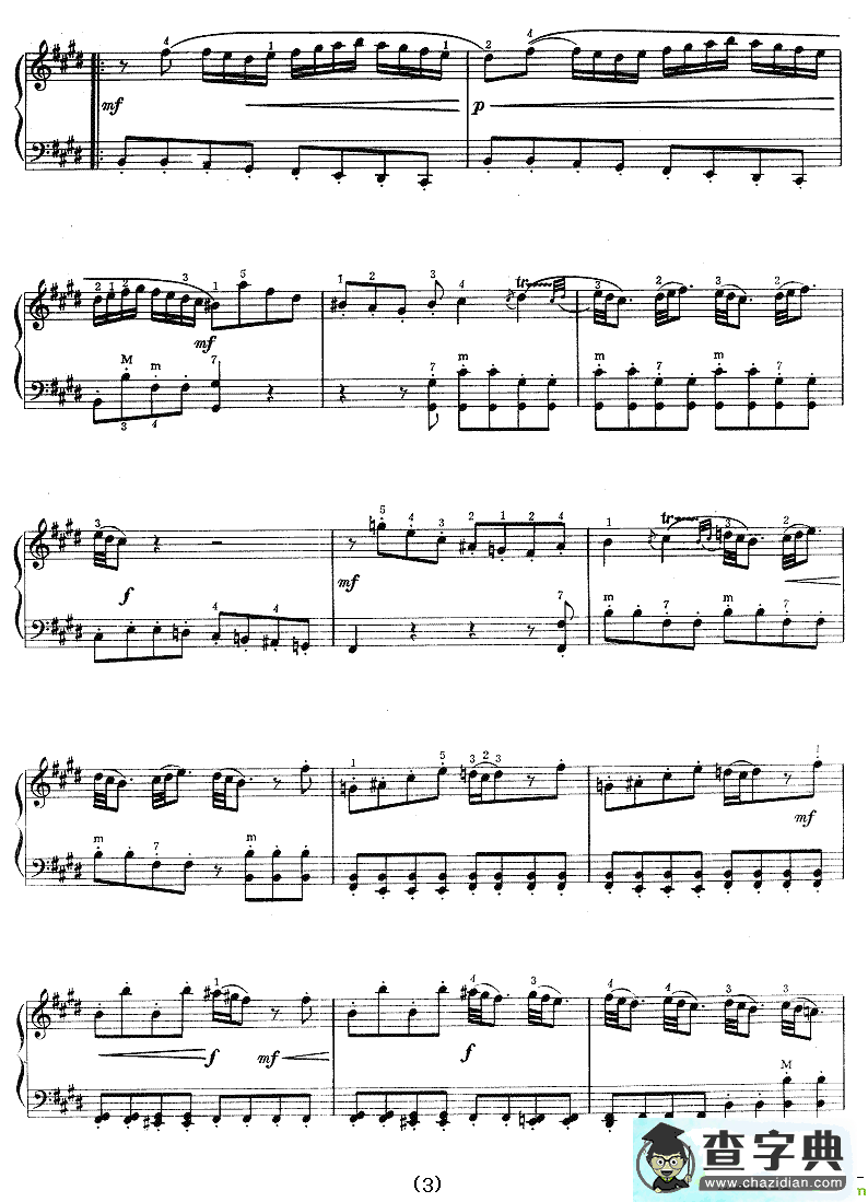 E大调奏鸣曲手风琴谱