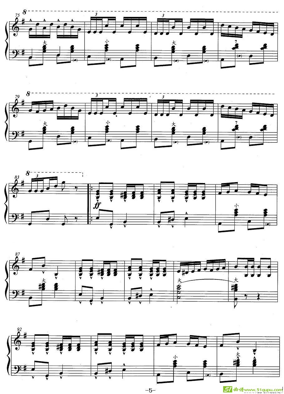 手风琴考级第六级：4、乐曲手风琴谱