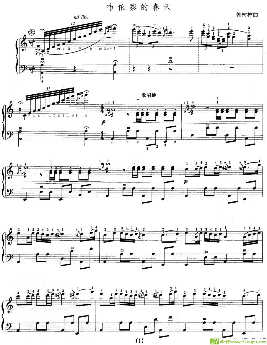 布依寨的春天手风琴谱(韩树林作曲)